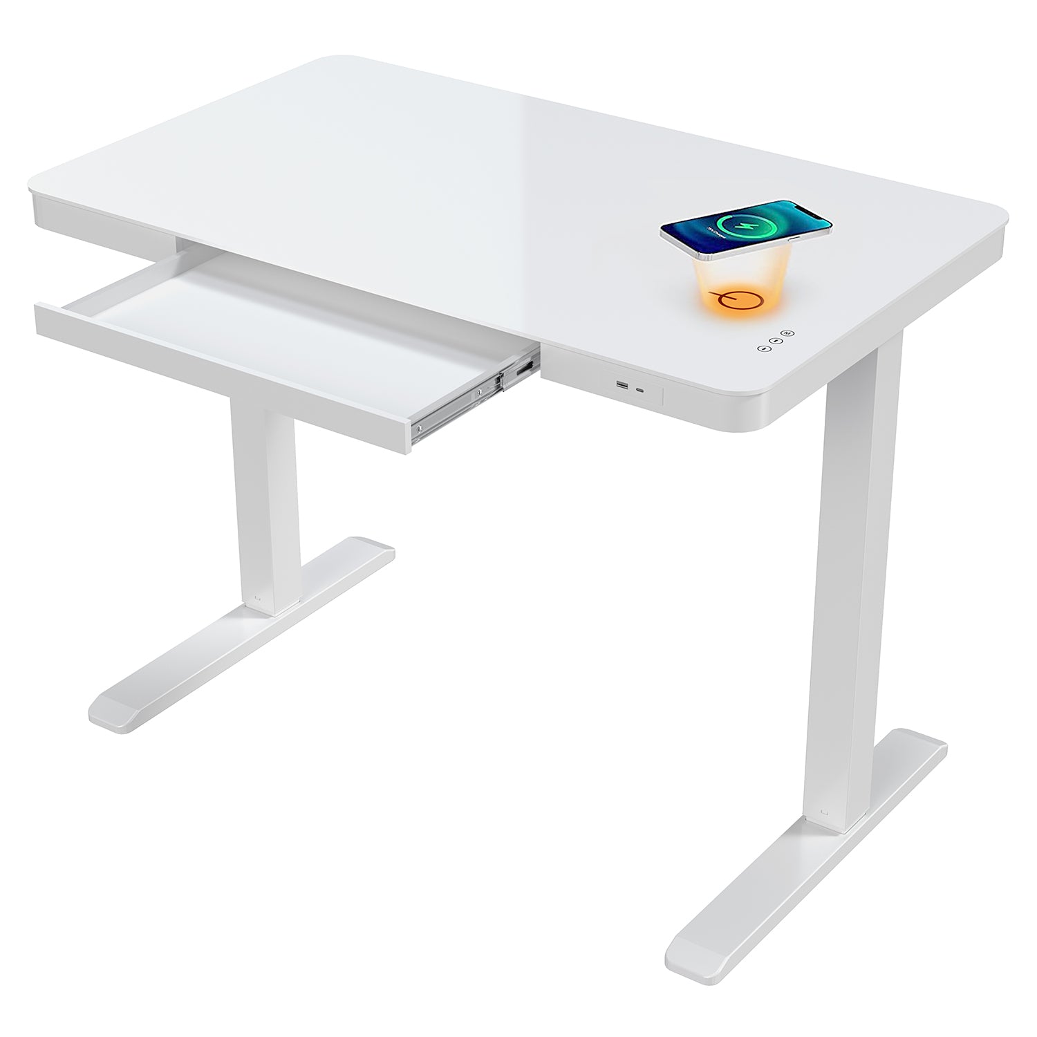Elektrisch höhenverstellbarer Schreibtisch 100x60 mit Wireless Charger